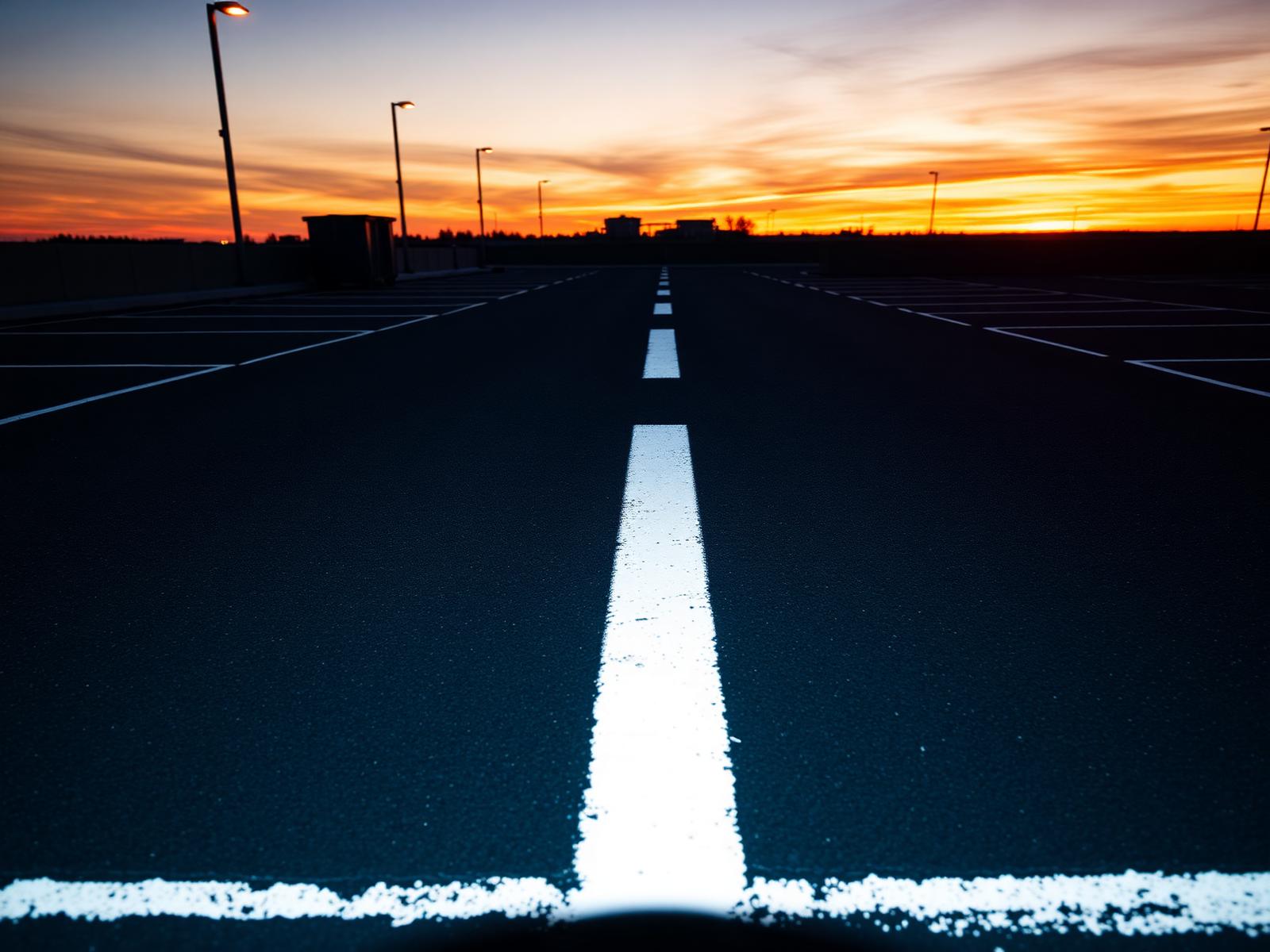 Close-up view of finished asphalt pavement